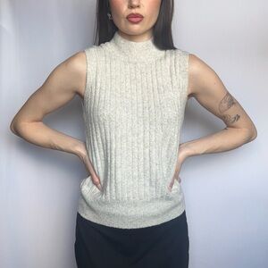 Rachel Zoe Cream Sleeveless Turtleneck Sweater
